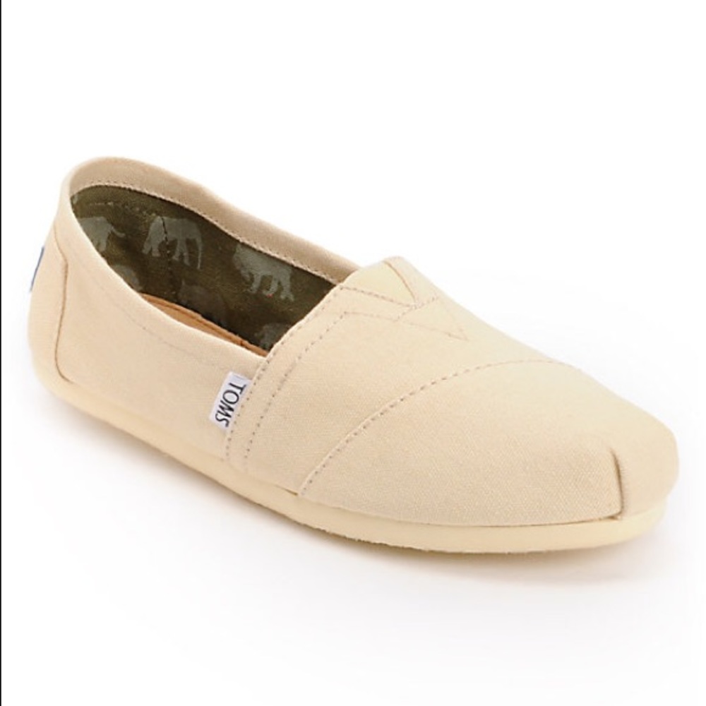 TOMS Cream Canvas Slip Ons Size 8